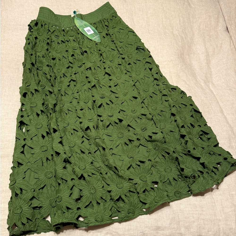 FARM Rio Green Richelieu Midi Skirt - Picture 6 of 10